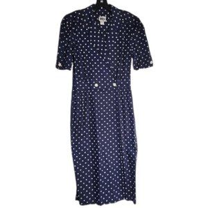 Navy Polka Dot Midi Dress